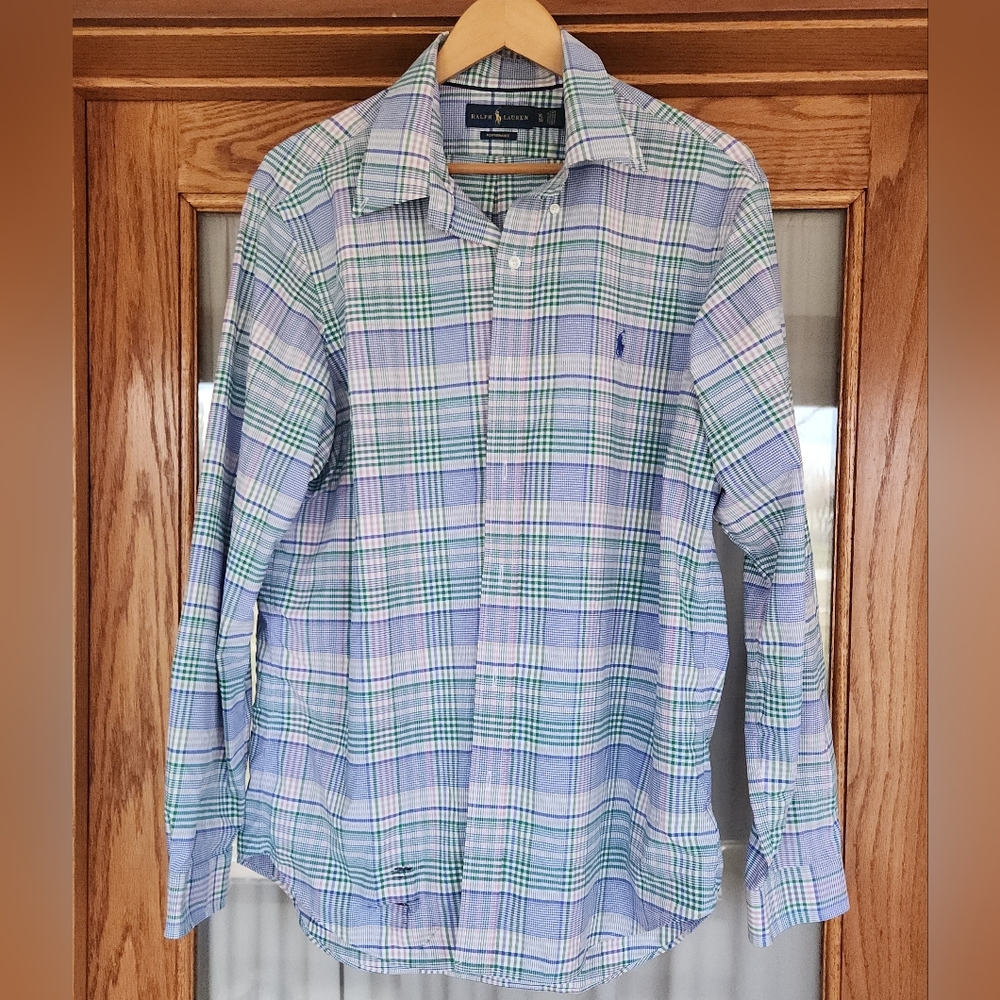 Ralph Lauren Men's Performance Plaid Western Long Sleeve Button Up | XL TG Logo
